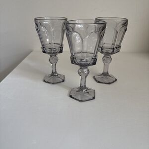 Fostoria Virginia Smoke Brown Pedestal Goblet Wine Glasses Set Of 3 Vintage